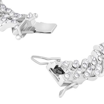 Wei&szlig;es Kristall 19cm Armband in Silberton, Schmetterling