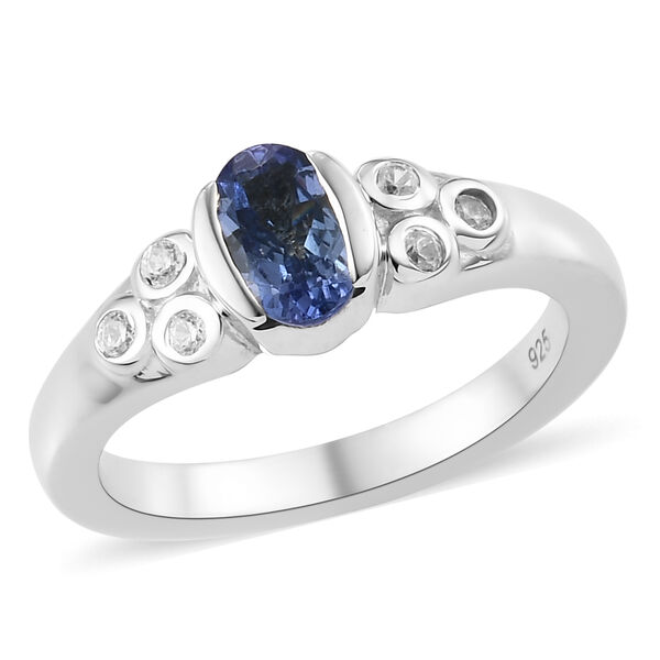 Tansanit und Zirkon Ring 925 Silber platiniert  ca. 0,76 ct image number 4