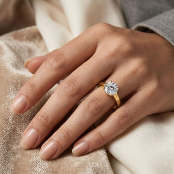 D'Joy 120 Facetten Moissanit Ring 925 Silber vergoldet (Gr&ouml;&szlig;e 18.00) ca. 0,78 ct