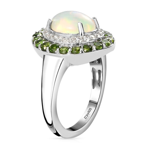Natürlicher, äthiopischer Opal und natürlicher Chromdiopsid Halo-Ring, 925 Silber platiniert  ca. 2,41 ct image number 6