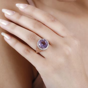 Rose De France Amethyst und Zirkon Ring - 6,98 ct.