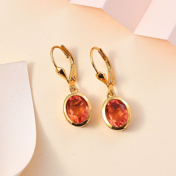 Padparadscha Quarz Triplette Ohrringe 925 Silber 750 Gelbgold Vermeil ca. 4.12 ct image number 2