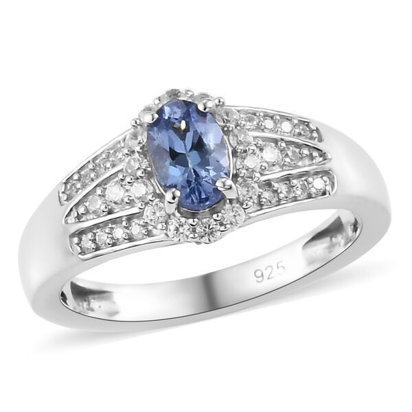 Tansanit und Zirkon Ring 925 Silber platiniert  ca. 0,80 ct image number 4