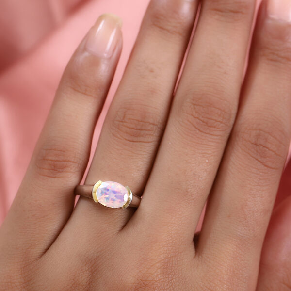 Natürlicher Äthiopischer Opal Ring 925 Silber Zweifarbige Beschichtung image number 3