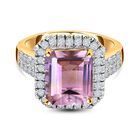 AAA Ametrin, Weißer Zirkon Ring, 925 Silber Gelbgold Vermeil, (Größe 19.00) ca. 5.73 ct