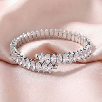 Wei&szlig;er Zirkonia Armreif ca. Flexibles cm Nickelfreies Messing