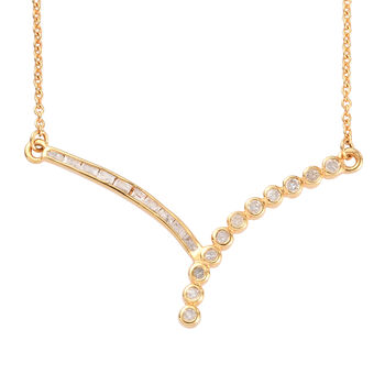 Diamant Halskette, 50 cm, 925 Silber Gelbgold Vermeil ca. 0.33 ct