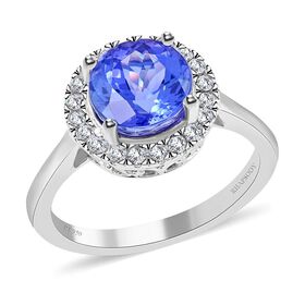Rhapsody AAAA Tansanit, Weißer Diamant Ring 950 Platin (Größe 17.00) ca. 2,44 ct