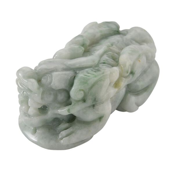 Pi Xiu Figur aus Myanmar Jadeit Typ A, naturbelassene Schnitzarbeit, ca. 7 bis 8 cm, Gr&uuml;n image number 2