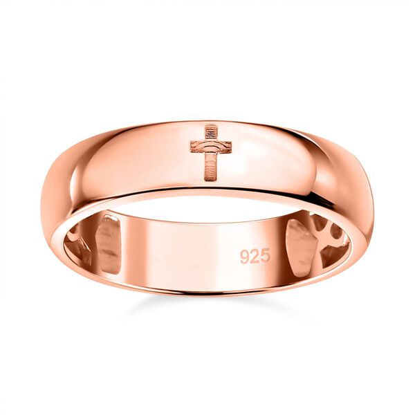 Bandring mit Kreuzmotiv, 925 Silber Roségold Vermeil image number 4