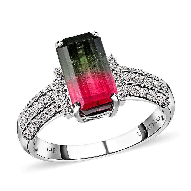 LUXORO zertifizierter und geprüfter AAA zweifarbiger Turmalin und Diamant-Ring - 3,01 ct. image number 0