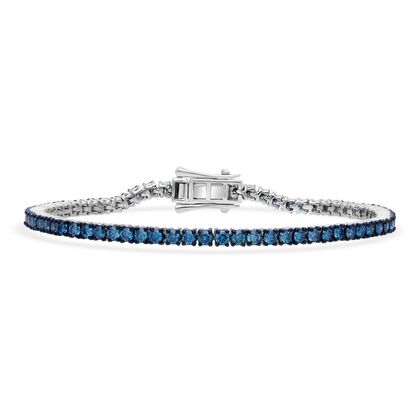 LUXURIANT DIAMOND - Lab Grown Blauer Diamant SI-GH SGL zertifiziert Armband ca. 19 cm 925 Silber rhodiniert ca. 1.00 ct