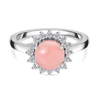 AA rosa Opal und Zirkon Ring - 2,26 ct.