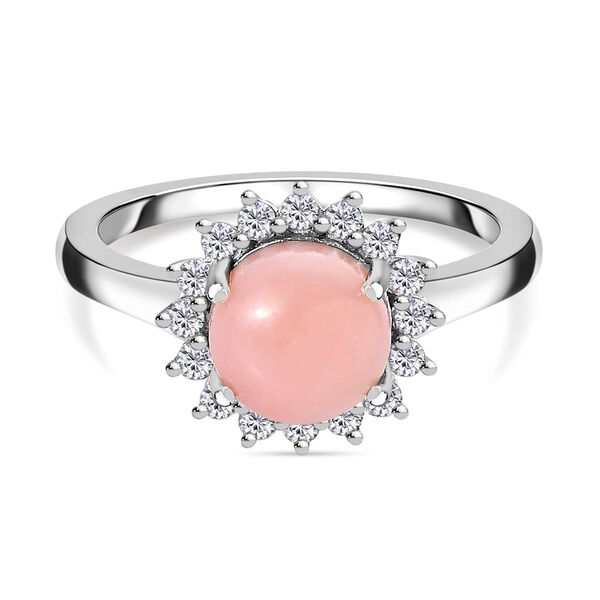 AA rosa Opal und Zirkon Ring - 2,26 ct.