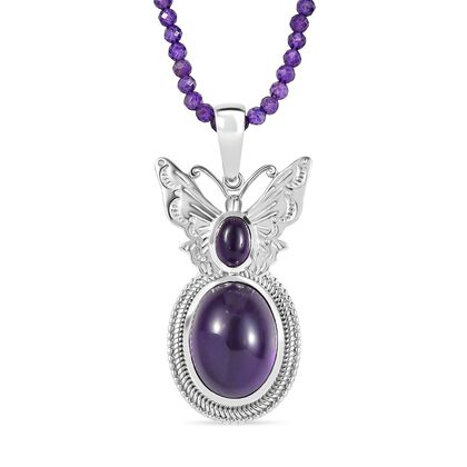 AAA Afrikanischer Amethyst Anh&auml;nger mit Kette ca. 50 cm + 5 cm Extender, 925 Silber rhodiniert ca. 42.50 ct