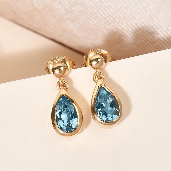 Schweizer Blautopas-Ohrringe, 925 Silber vergoldet ca. 2,05 ct image number 2