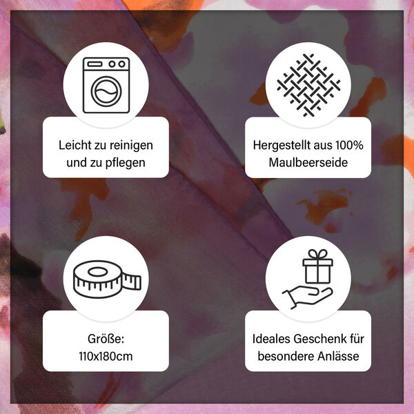 LA MAREY - Chiffonschal aus 100% Maulbeerseide mit Pinkem Blumenmuster image number 5