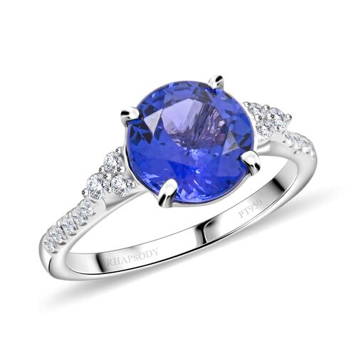 Rhapsody AAAA Tansanit, Weißer Diamant Ring 950 Platin (Größe 17.00) ca. 2,80 ct image number 0