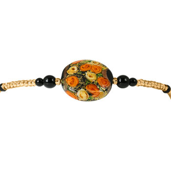 IL MURANO DI FRANCESCA - Schwarzes MILLEROSE WRAP Armband ca. 19 cm Nickelfreies Messing 750 Gelb Vergoldet