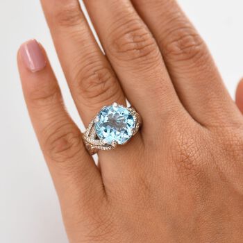 Himmelblauer Topas Ring Messing (Gr&ouml;&szlig;e 19.00) ca. 12,55 ct