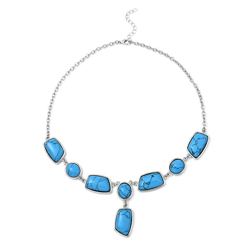 Blaue Howlit-Halskette, 45 cm, silberfarben ca. 117,00 ct image number 0