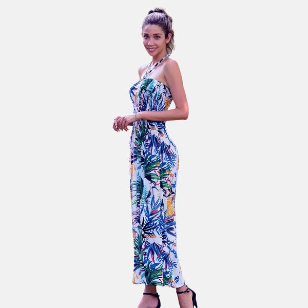 Gesmoktes Maxi-Kleid, Blumenmuster, Wei&szlig; image number 2