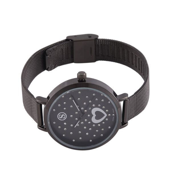 STRADA - Japanisches Uhrwerk, Wei&szlig;er Kristall, 8.5 cm Reiner Edelstahl, Schwarzfarben image number 5