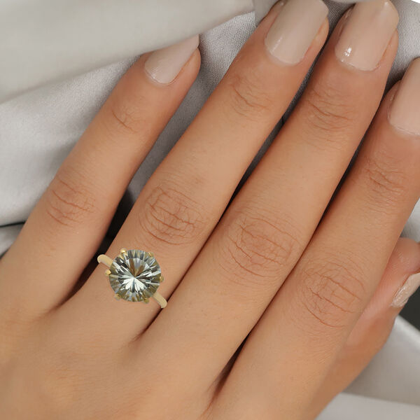 Prasiolite Solit&auml;r Ring 925 Silber Vergoldet image number 2