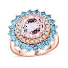 AAA Rosa Morganit, Santamaria Aquamarin Ring 585 Gold (Größe 20.00) ca. 5,15 ct