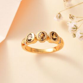 AA Natürlicher goldener Tansanit und Zirkon Ring - 0,55 ct.