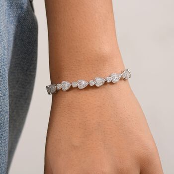 Wei&szlig;er Zirkon Armband ca. 19 cm 925 Silber rhodiniert ca. 4,98 ct.