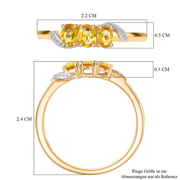 AA Gelber Saphir Ring 925 Silber 750 Gelb Vergoldet (Größe 17.00) ca. 0,70 ct image number 6