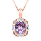 AA Rose De France Amethyst, Weißer Zirkon Schmuckset 925 Silber 750 rosévergoldet ca. 3,09 ct.