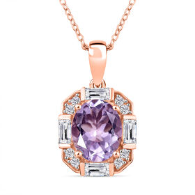 AA Rose De France Amethyst, Weißer Zirkon Schmuckset 925 Silber 750 rosévergoldet ca. 3,09 ct.