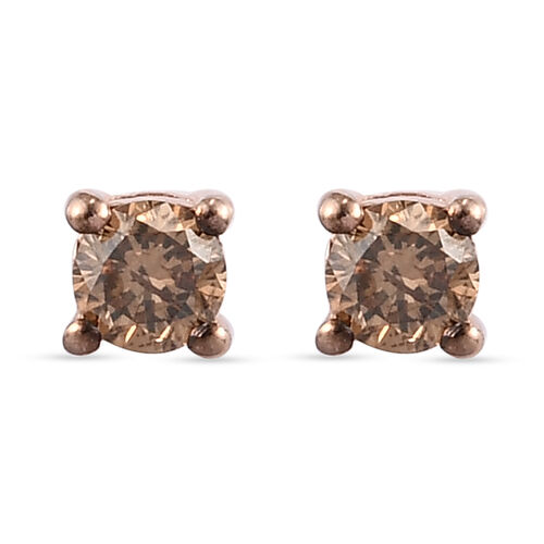 Natürliche Champagner Diamant-Ohrstecker, 925 Silber Roségold Vermeil, ca. 0,25 ct image number 0
