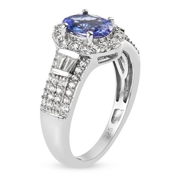 Tansanit und Zirkon Ring 925 Silber Platin  ca. 1,76 ct image number 4
