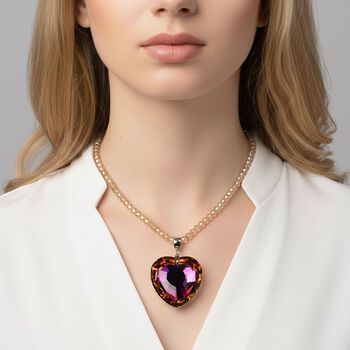 Oranger magischer Farb-Kristall Anh&auml;nger mit Kette ca. 60 cm + 5 cm Extender