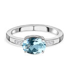 Espirito Santo Aquamarin und weißer Zirkon-Ring, 925 Silber platiniert (Größe 16.00) ca. 1,21 ct