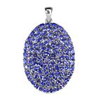 Designer Tansanit-Anhänger 925 Silber platiniert ca. 16.13 ct