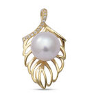 Süßwasser Perle und Simulierter Weißer Diamant Anhänger 925 Silber vergoldet ca. 0,13 ct image number 0