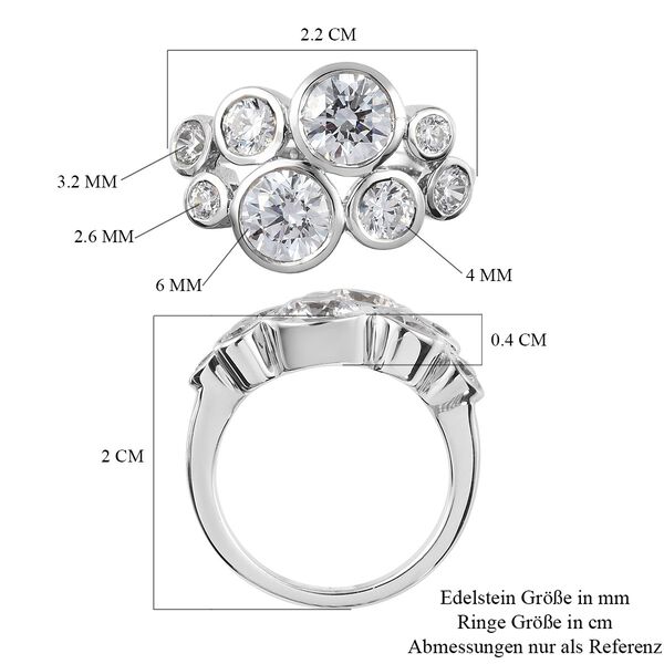 LUSTRO STELLA Hergestellt mit ZIRKONIA Ring 925 Silber Platin-&Uuml;berzug (Gr&ouml;&szlig;e 17.00) ca. 2,19 ct image number 7