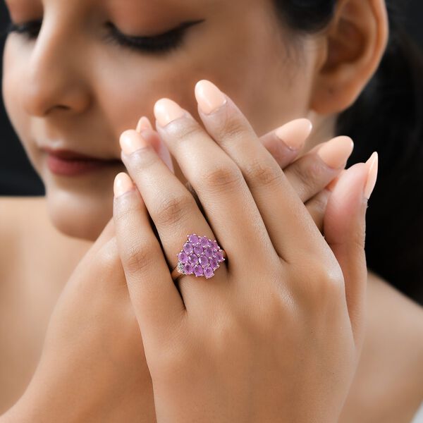 Ilakaka Rosa Saphir und wei&szlig;er Zirkon Ring, 925 Silber ros&eacute;vergoldet (Gr&ouml;&szlig;e 17.00) ca. 3,72 ct image number 3