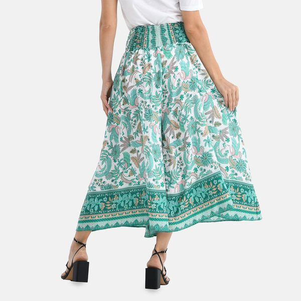 Gesmokte Taillen-Culottes mit Blattmuster, Einheitsgr&ouml;&szlig;e, Gr&uuml;n image number 2