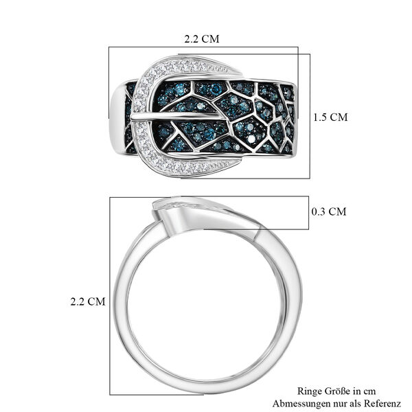 D'Joy Blauer Diamant, Wei&szlig;er Diamant Ring 925 Silber rhodiniert (Gr&ouml;&szlig;e 18.00) ca. 0.50 ct image number 7