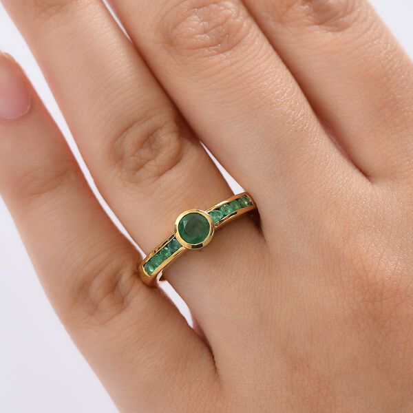 Timeless Embrace - D joy Kagem Sambischer Smaragd Ring 925 Silber 750 Gelbgold Vermeil (Gr&ouml;&szlig;e 18.00) ca. 0.76 ct image number 3