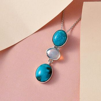 Sierra Nevada T&uuml;rkis und nat&uuml;rlicher, &auml;thiopischer Welo Opal-Anh&auml;nger mit Kette - 6,59 ct.