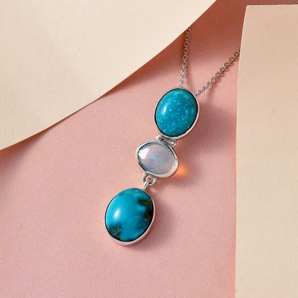 Sierra Nevada T&uuml;rkis und nat&uuml;rlicher, &auml;thiopischer Welo Opal-Anh&auml;nger mit Kette - 6,59 ct. image number 3