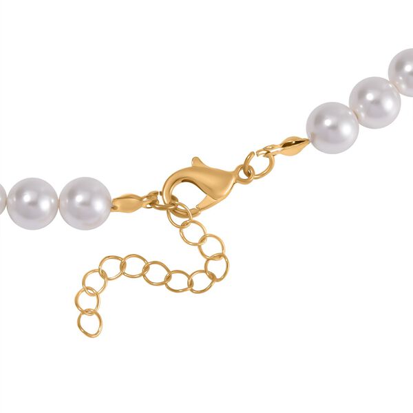 Weiße Muschelkernperle Halskette ca. 50 cm Legierung Standard gelb vergoldet image number 4