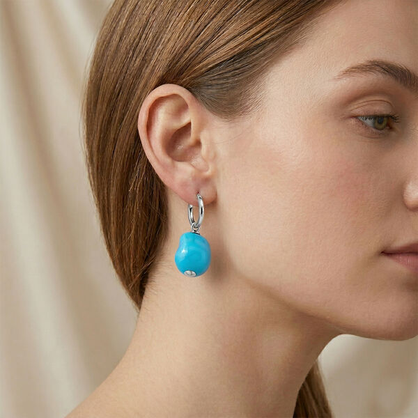 EVER TRUE Sleeping Beauty T&uuml;rkis farbe Muschelperle Ohrringe Nickelfreies Messing rhodiniert image number 2