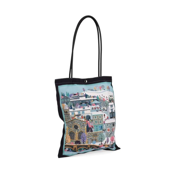 2er-Set Einkaufstaschen mit Stadt- und Blumen-Motiv, 34x40 cm, Schwarz image number 10